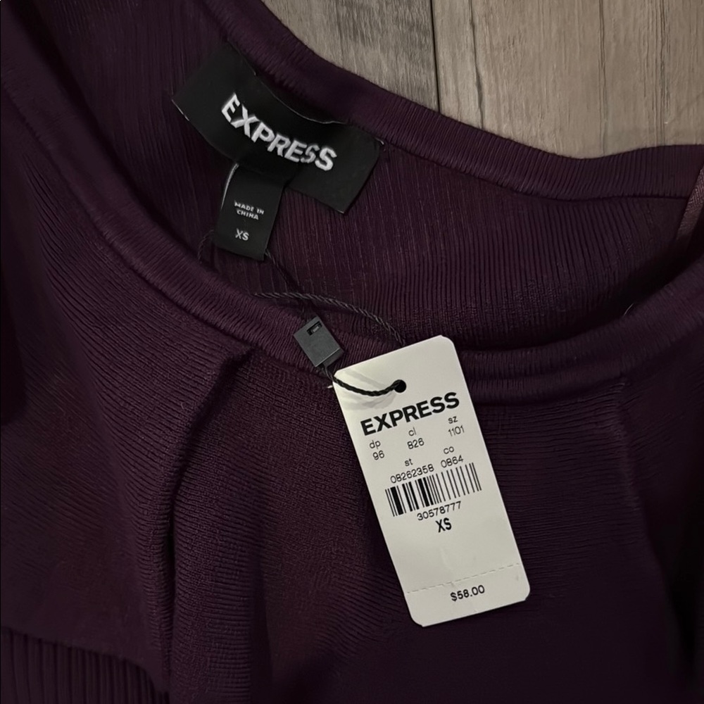 Express Purple Ruffle One-Shoulder Top - Picture 2 of 3